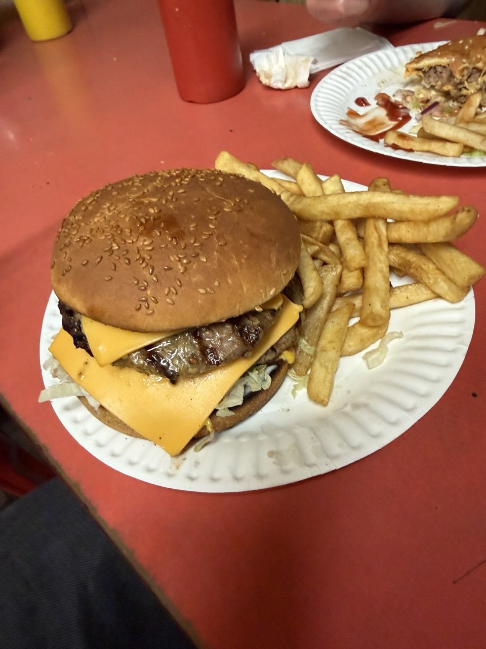 Double cheeseburger and fries